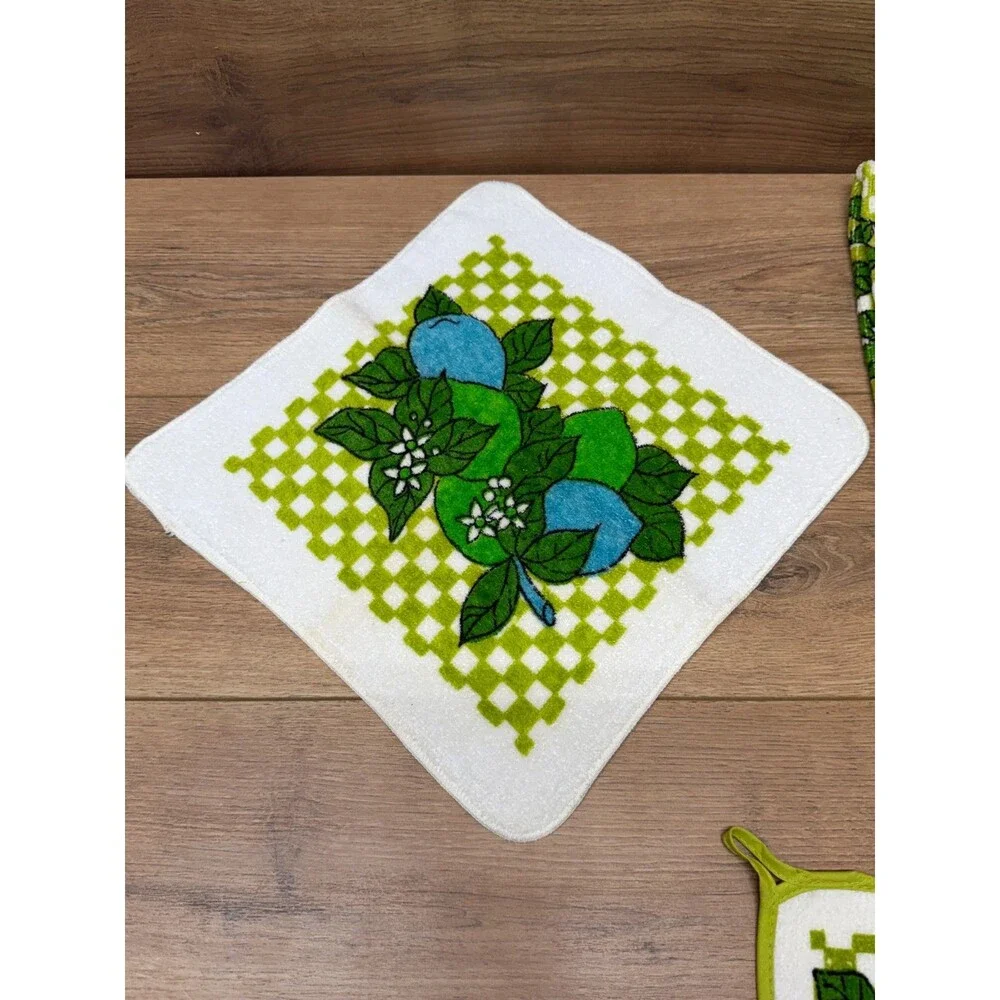 Royal Terry Kitchen Treasures Pot Holder Dish Cloth & Kitchen Towel Set Vintage